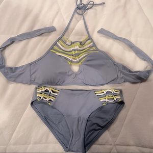 Becca by Rebecca Virtue strappy gray bikini set
